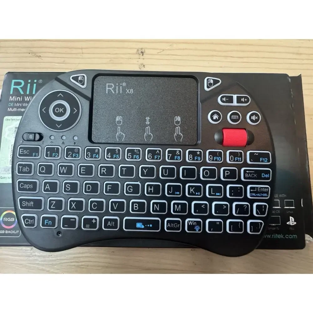 Rii X8 Mini Wireless Keyboard Touchpad Combo RGB Backlit Smart TV PC New OB